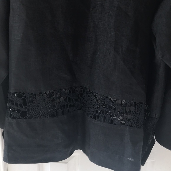 David Dart linen top with front buttons and lace/crochet. NWOT - Picture 7 of 10